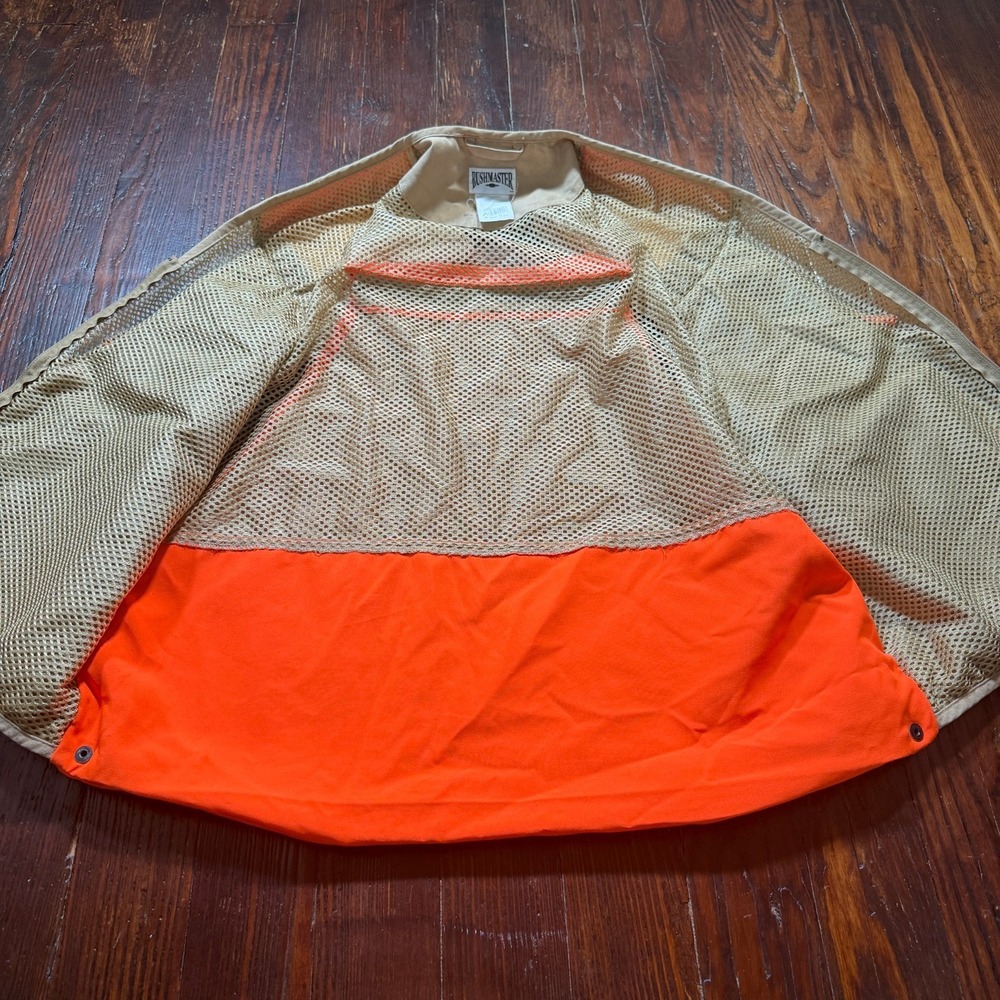 Bushmaster Hunting Vest Mens Large Blaze Orange Tan Upland Mesh Game Padded Zip - Picture 8 of 10